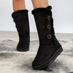 Women's Plush Lined Winter Boots Thermal Snow Boots Warm Mid Calf Boots