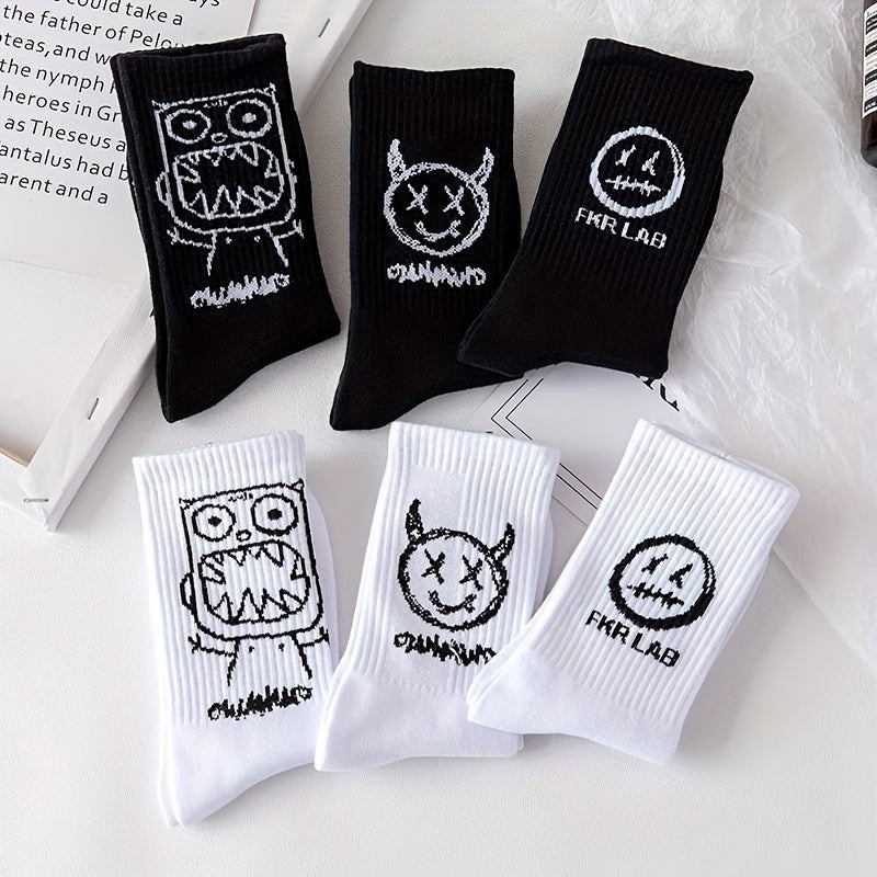 6 Pairs Devil Print Socks Halloween Mid Tube Women's Stockings