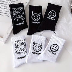 6 Pairs Devil Print Socks Halloween Mid Tube Women's Stockings