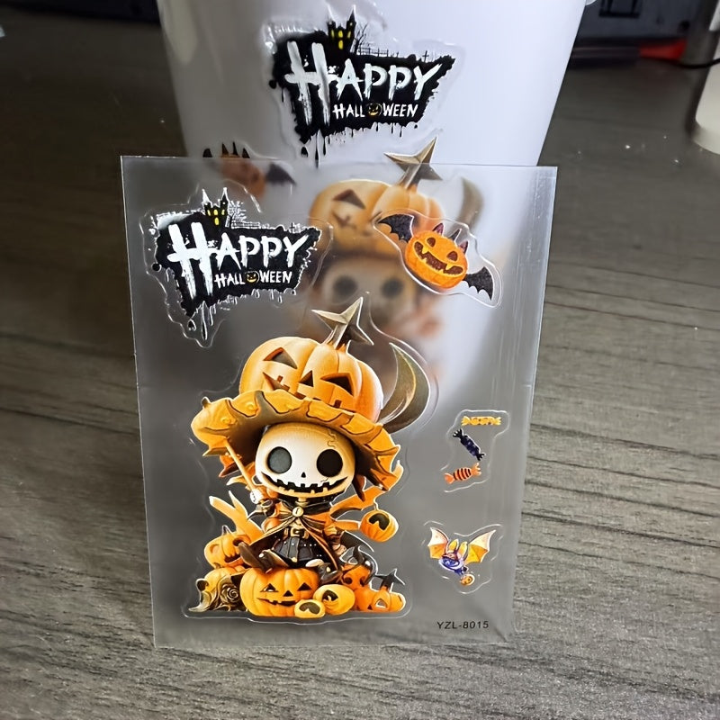 Halloween 5D Sticker Tumbler Cartoon Jack O' Lantern with Pumpkins Bats
