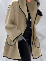 Waterfall Collar Overcoat Open Front Long Sleeve Outerwear