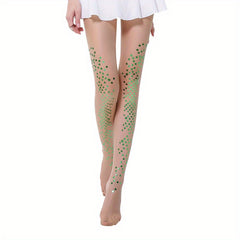 Sequin Decor High Waist Sheer Footed Pantyhose