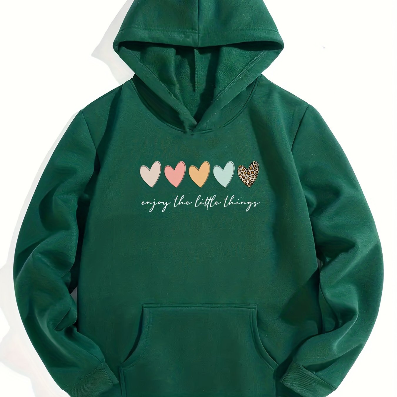 Girls Colorful Hearts Print Hooded Sweatshirt Top