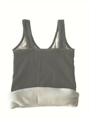 Plush Lined Thermal Underwear Top V Neck Tank