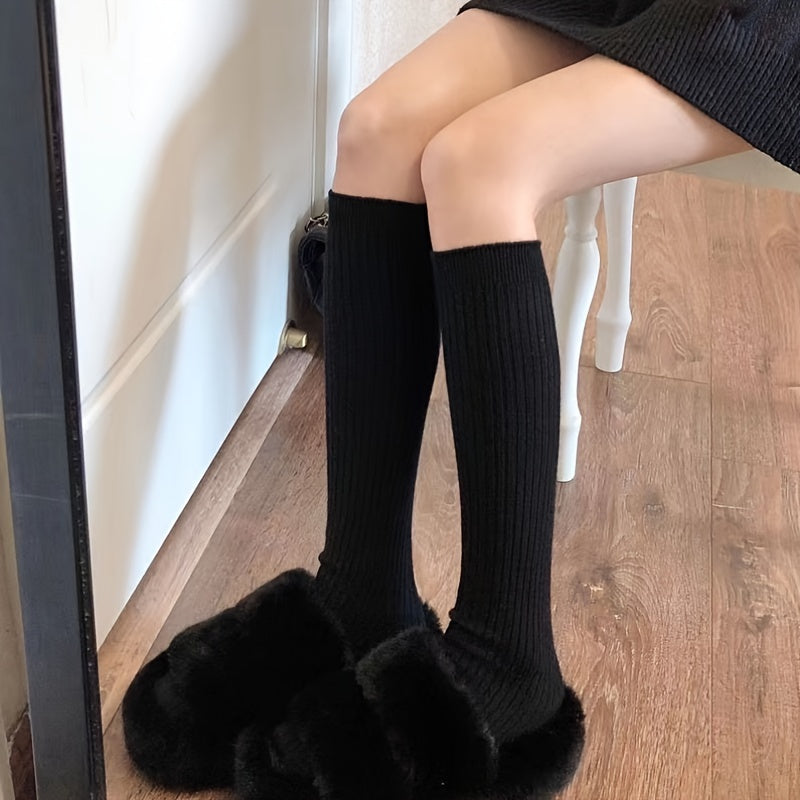 Ribbed Calf Socks Knee High Stockings