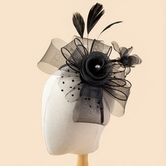 Vintage Mesh Flower Feather Headband Hair Accessory