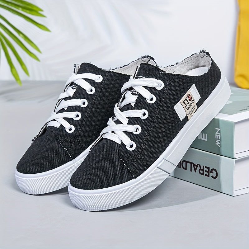 Women's Lace-Up Canvas Mule Sneakers