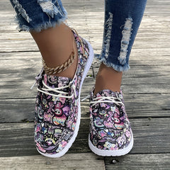 Halloween Colorful Skull Ghost Graffiti Print Shoes