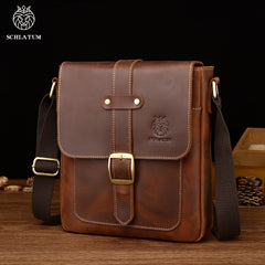 Retro Style Leather Men's Crossbody Bag