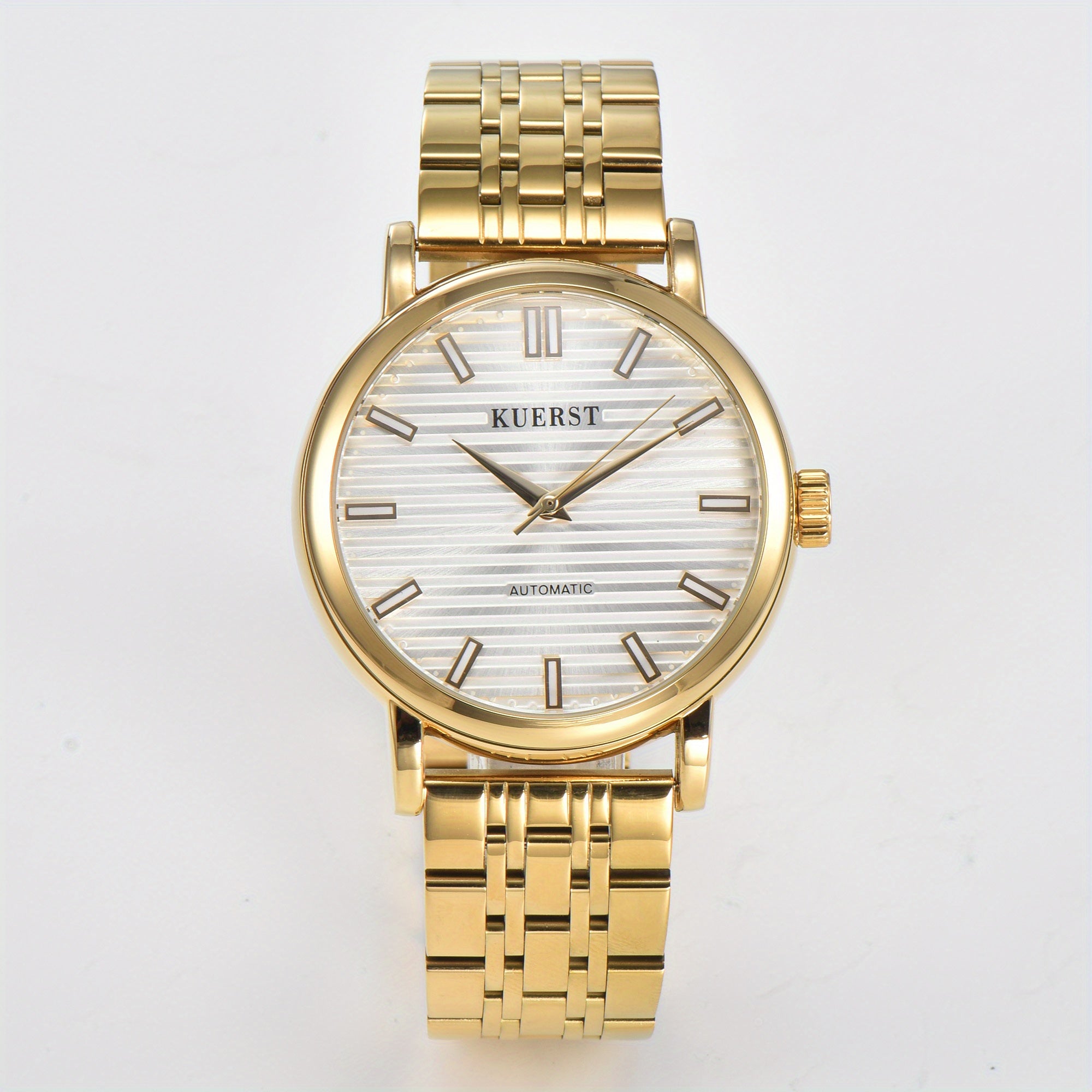 KUERST Men's Steel Belt Automatic Mechanical Watch Night Light Classic Watches