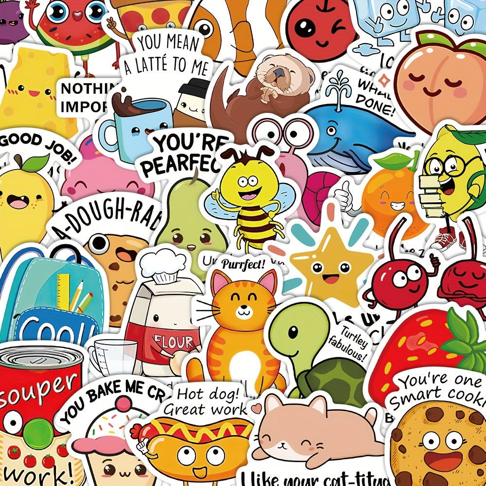 50 Motivational English Stickers for Luggage Skateboard Cup Phone Tablet