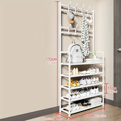 Metal Shoe Rack Coat Rack Integrated Doorway Hanging Clothes and Shoe Cabinet