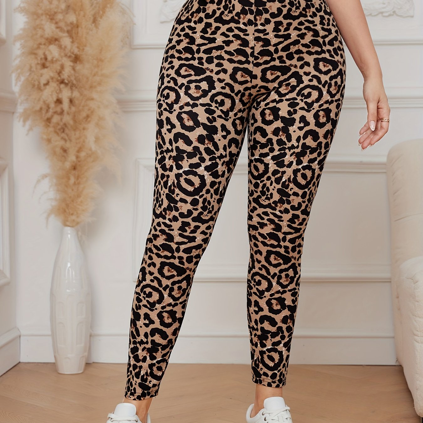 Sexy Leggings Women's Plus Leopard Print High Rise Leggings