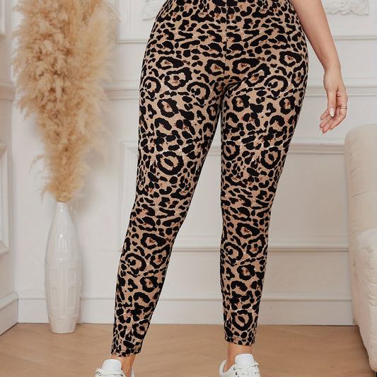 Sexy Leggings Women's Plus Leopard Print High Rise Leggings