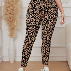 Sexy Leggings Women's Plus Leopard Print High Rise Leggings