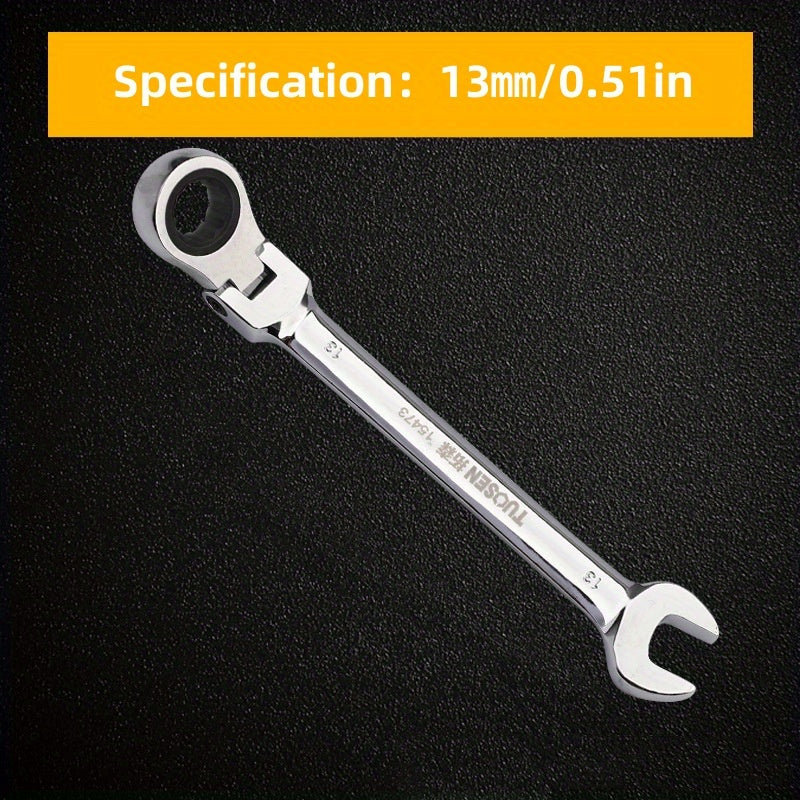 1pc Ratchet Wrench Set 180 Degrees Rotation & Open End & Ring Spanner