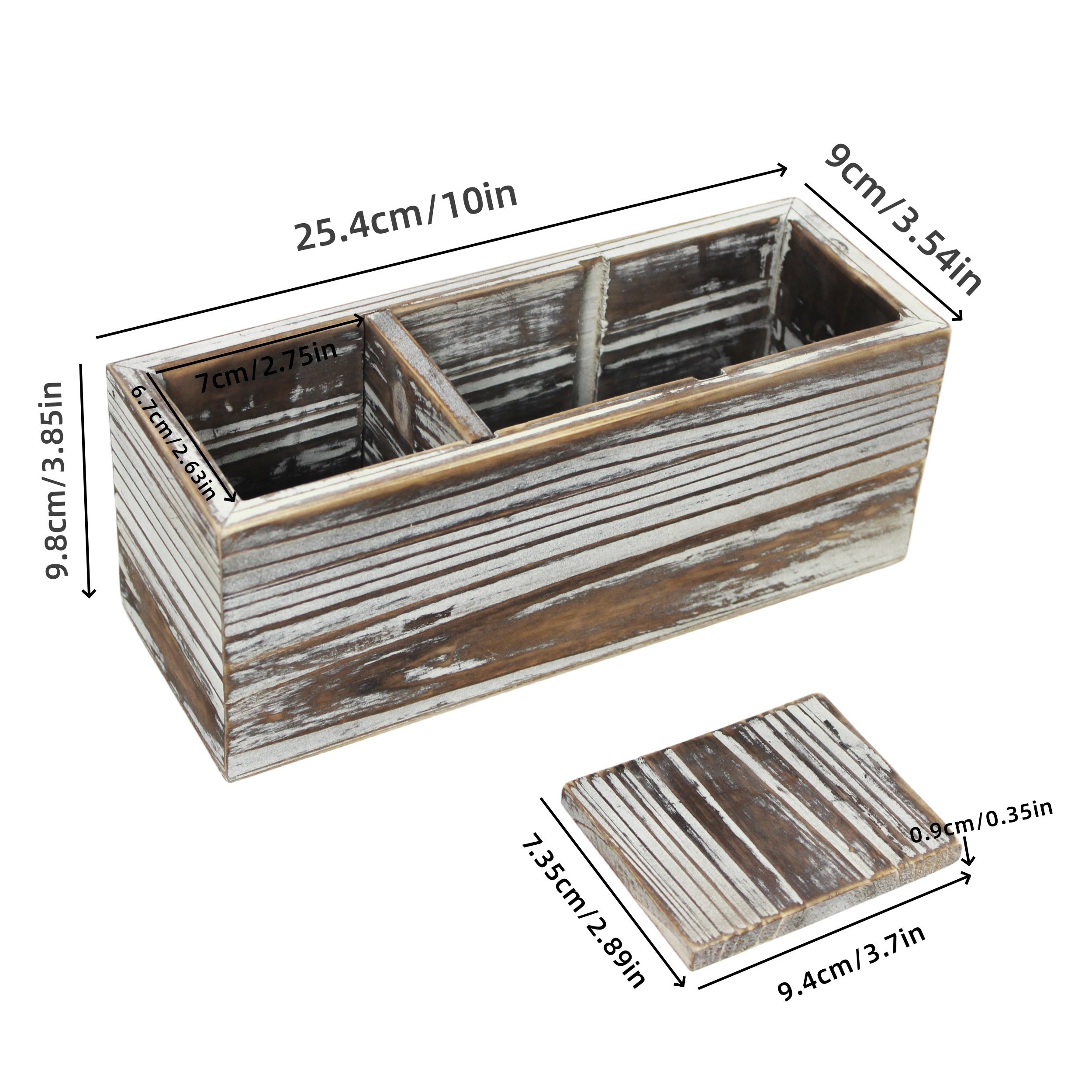 Wooden 3-Grid Desktop Storage Box Office Home Fork Spoon Chopsticks Holder