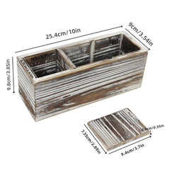 Wooden 3-Grid Desktop Storage Box Office Home Fork Spoon Chopsticks Holder