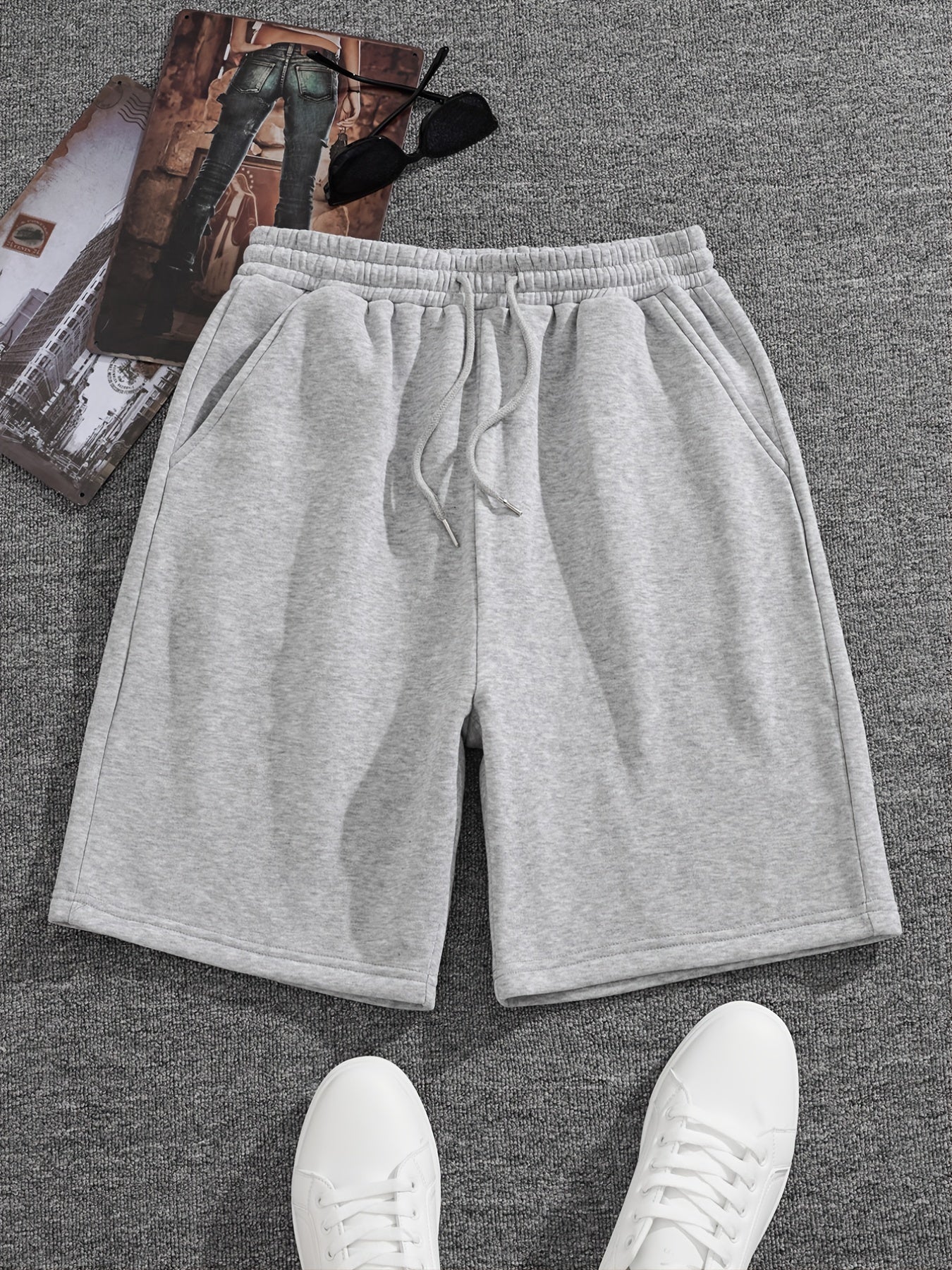 Men's Casual Fleece Drawstrings Shorts for Outdoor Sports
