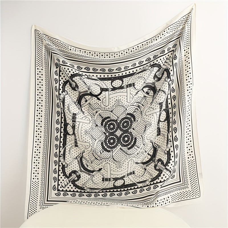 Geometric Paisley Print Bandana Square Scarf Silk Shawl