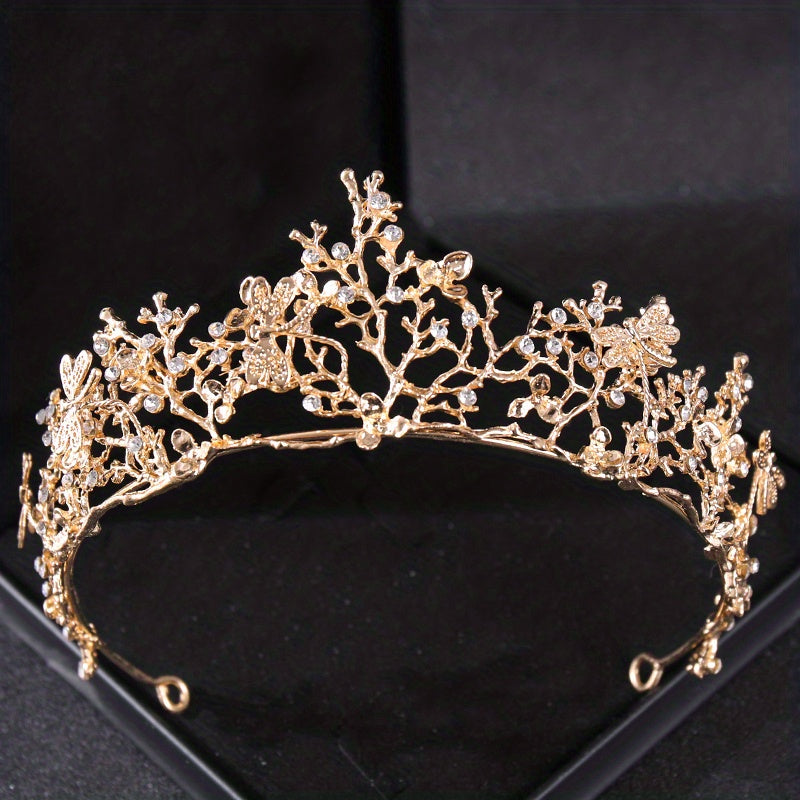 Golden Rhinestone Crown Hairband for Bridal Wedding Party Favor