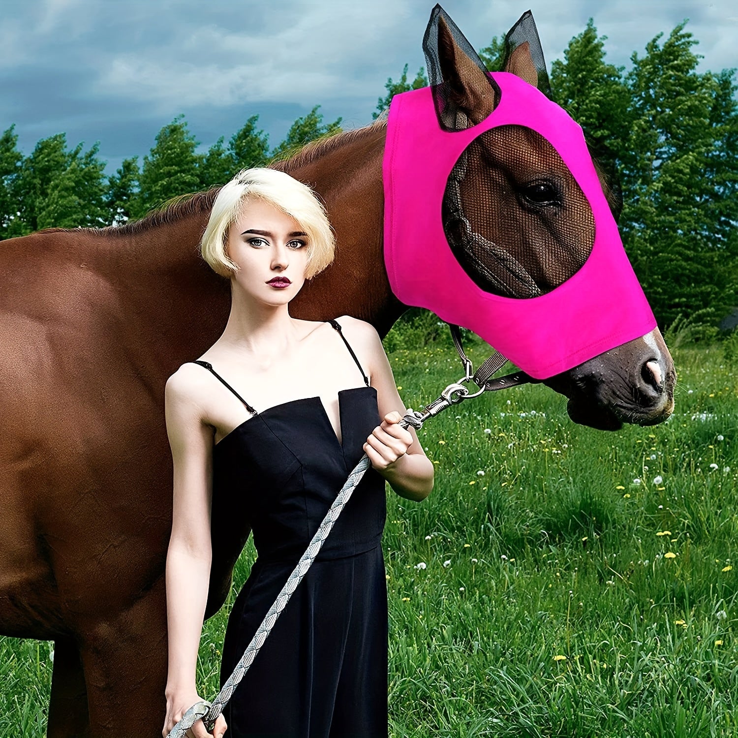Breathable Horse Fly Mask with Anti Mosquito Cover