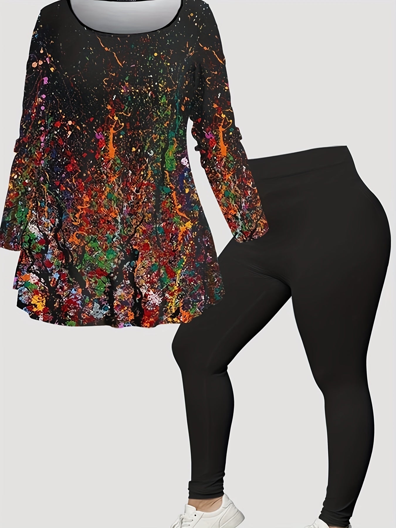 Women's Plus Splash Print Tee & Legging Set