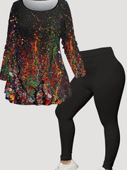 Women's Plus Splash Print Tee & Legging Set
