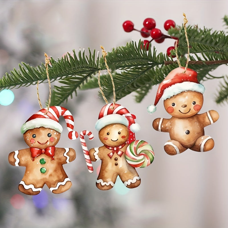 6pcs Christmas Gingerbread Man Decorations Fabric Dolls