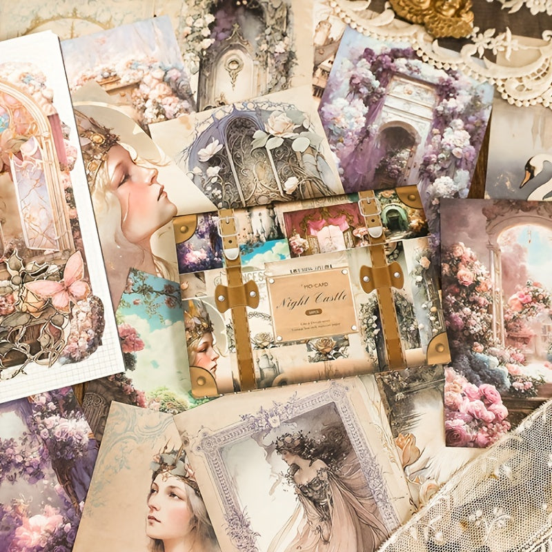 60pcs Retro Fantasy Collage Materials European Characters Flower Window Elves
