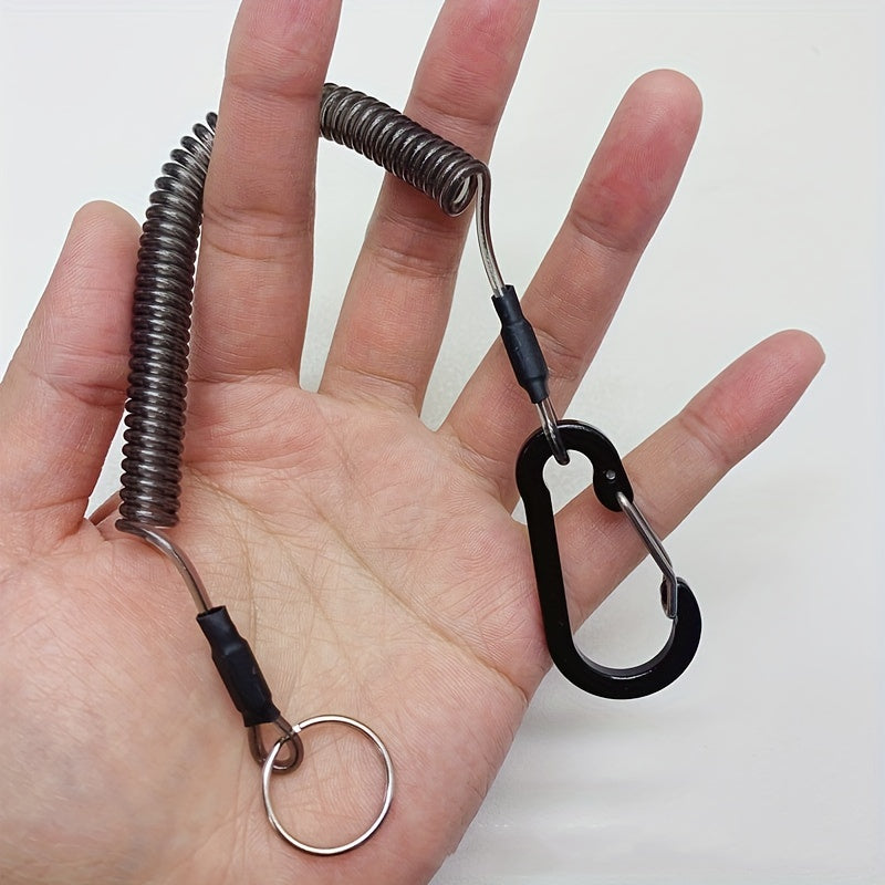 10pcs Coiled Lanyard Spring Coil Cord Keychain Fishing Rod Tool Retractable