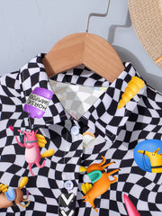 Kids Casual Checkered Short Sleeve Shirt for Summer