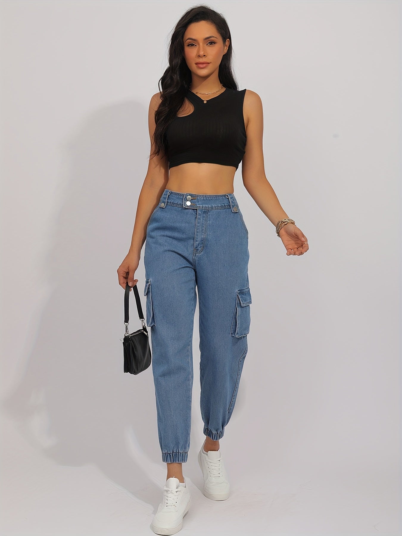 Cargo Jogger Jeans Street Style Denim