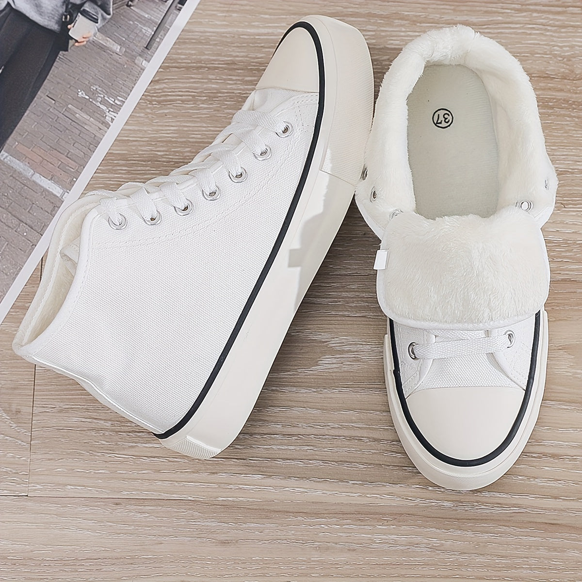 Thermal Furry High Top Canvas Sneakers