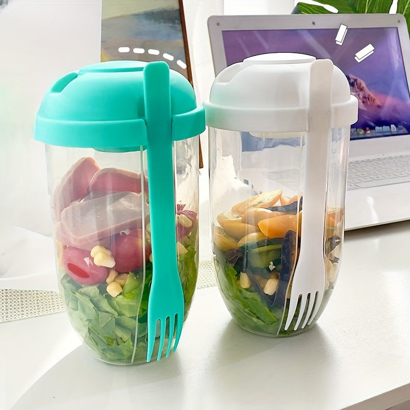 Thickened Transparent Salad Cup with Fork, Portable Breakfast Cup, Office Use