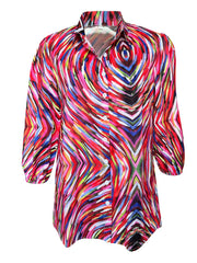 Casual Blouse Women's Plus Allover Print Button Up Half Sleeve