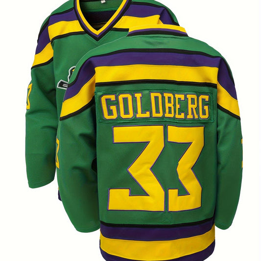 Men's 33 Long Sleeve Ice Hockey Jersey Green Retro Classic Embroidery Stitched