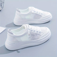 Women's Mesh Platform Sneakers Low Top Casual Skate Shoes