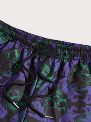 Men's Skull Graphic Shorts Comfy Streetwear Loose Drawstring Shorts