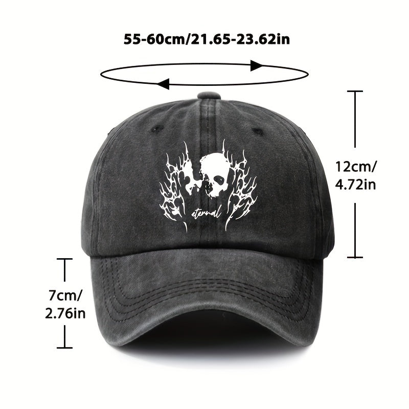 Skull Pattern Distressed Peaked Hat Adjustable Sunscreen Hat