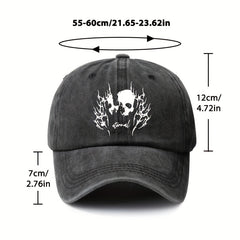 Skull Pattern Distressed Peaked Hat Adjustable Sunscreen Hat