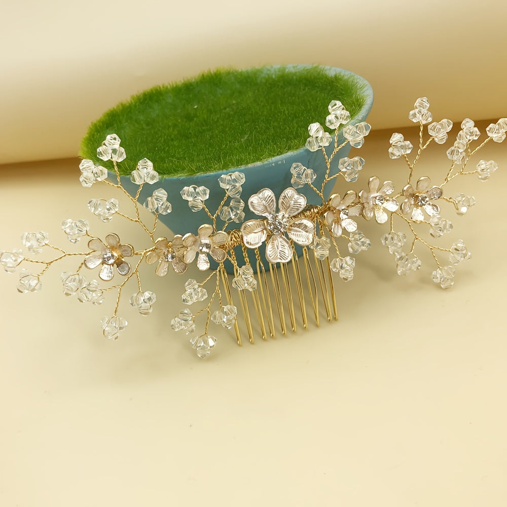Crystal Floral Bridal Hair Comb Alloy Wedding Headpiece Accessory