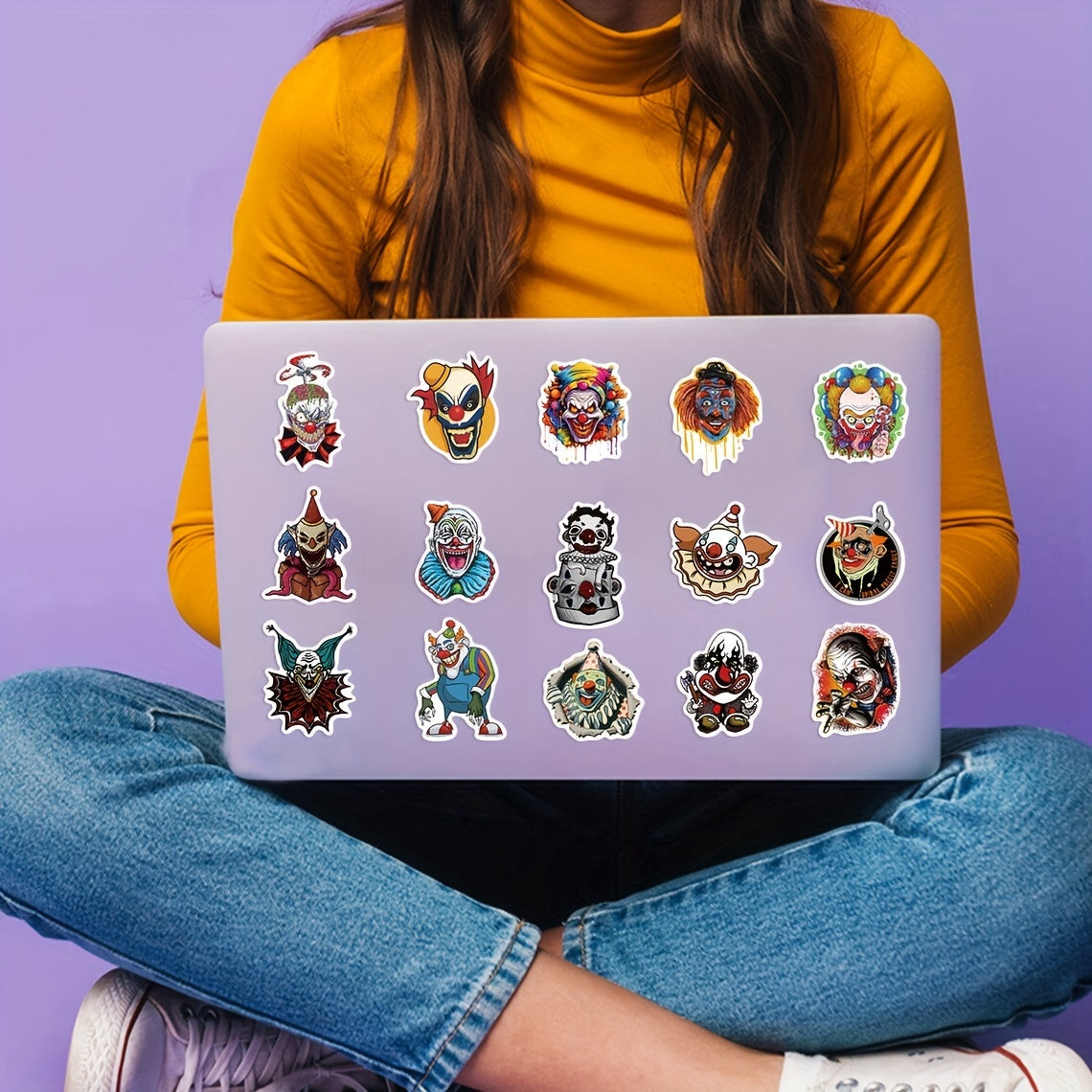 50pcs Horror Joker Vinyl Stickers for Water Bottles Laptops Mobile Phone