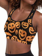 Women's Plus Pumpkin Print Racer Back Tank Bra