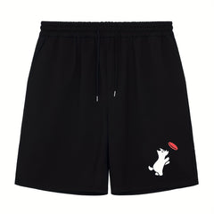 Men's Dog Print Workout Shorts Active Slightly Stretch Breathable Drawstring Spo