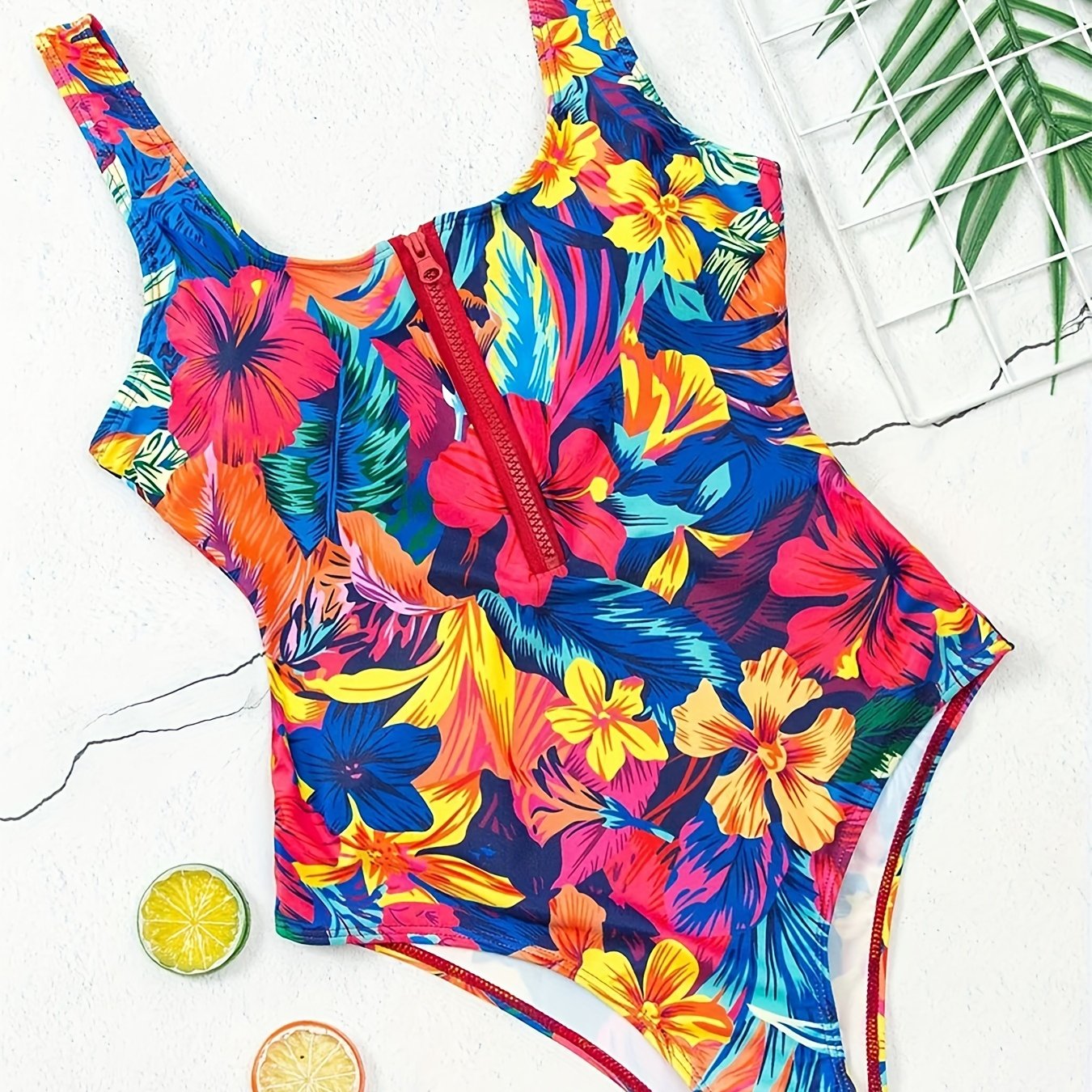 Women's Plus Tropical Print One Piece Swimsuit