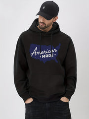American Print Hoodie Men's Casual Graphic Pullover Hoodie