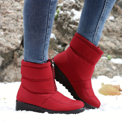 Women's Solid Snow Boots Front Zipper Platform Short Boots