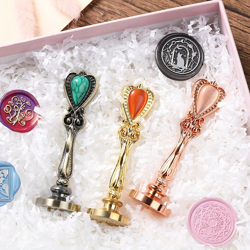 Wax Seal Stamp Handle Metal & Resin Material Fire Lacquer Brass Accessories