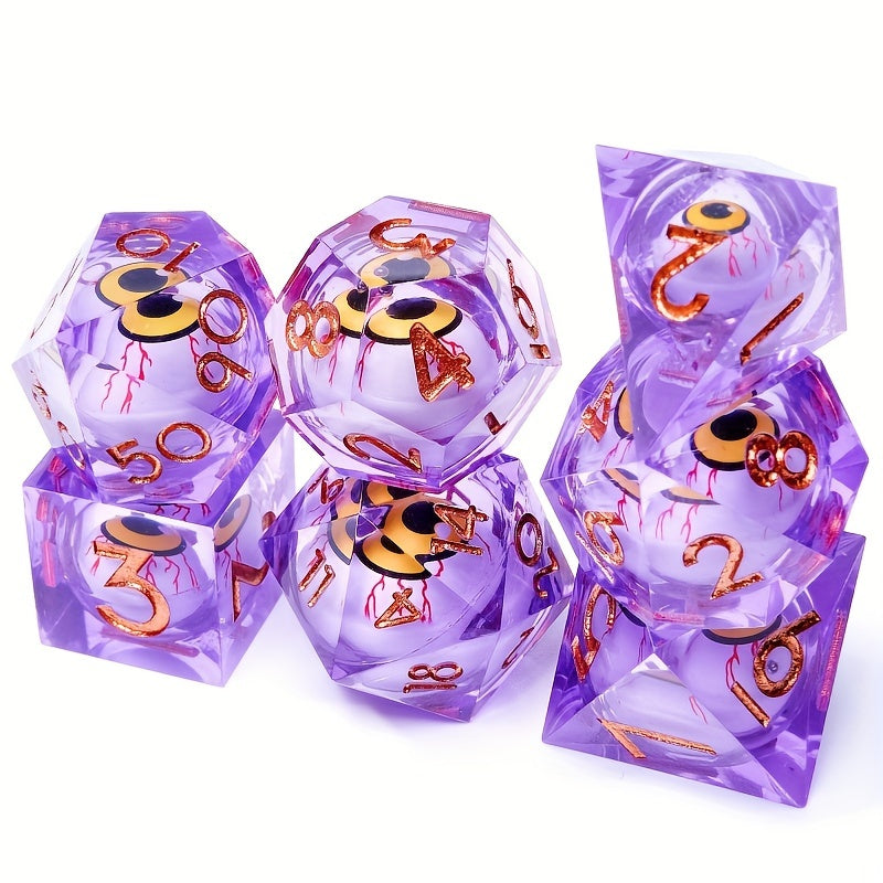 7pcs Rotatable Eyeball Polyhedral Dice Set for Cosplay Halloween Christmas